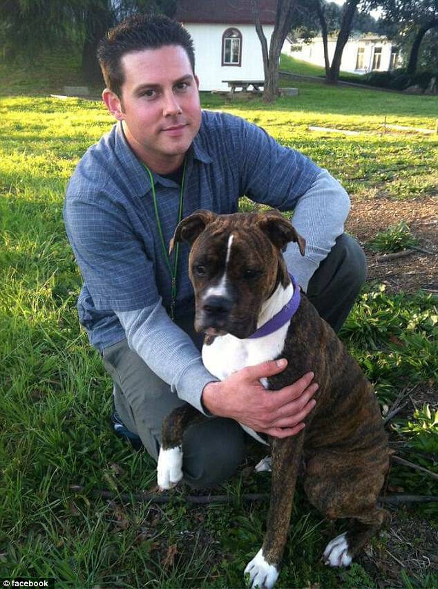 Last month Ryan Jessen, 33, thought he had a migraine but was hospitalized with a ventricular brain hemorrhage and did not recover. He is pictured above with his dog Mollie
