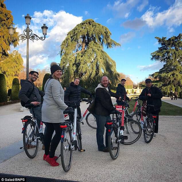 The Salad Creative team are pictured on a cycle tour of Madrid as part of their festivities 