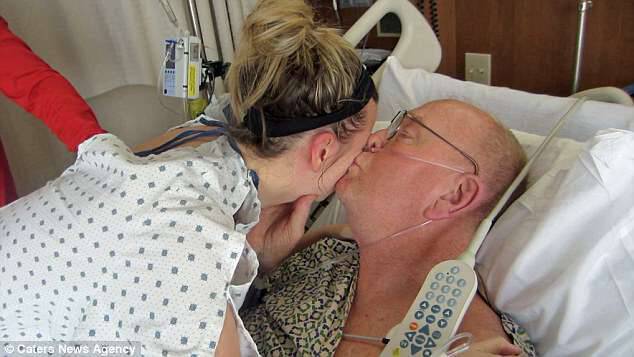 Hailee Stender shares an emotional kiss with her father John after the successful transplant