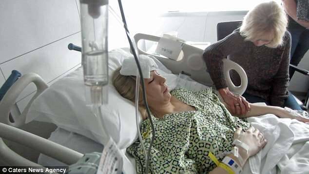 The mother of Hailee Stender helps her recover after the operation to transplant a kidney