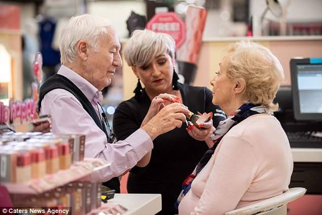 The couple, of Waterford, Ireland, have been helped by Benefit make-up artist Rosie O'Driscoll, pictured, at their local Debenhams store