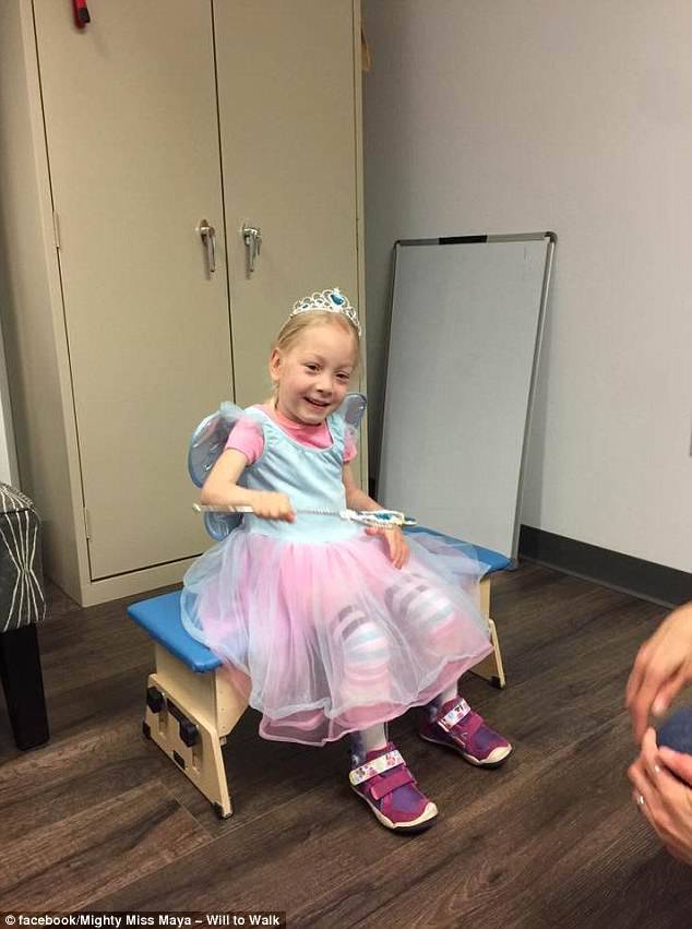 Maya learned to walk with the help of a walker but on May 9 she underwent a major spinal procedure where doctors thought she wouldn't walk for another six months. She did so in seven weeks