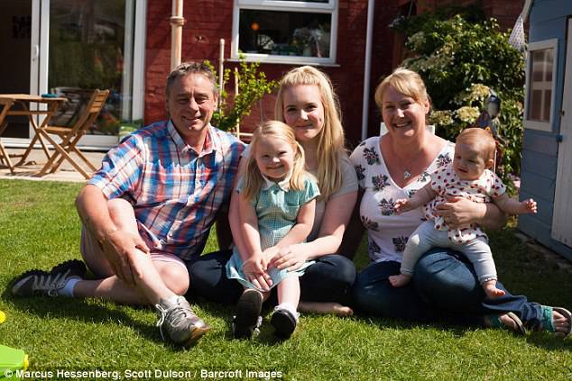 Mother Cheryl, 48, revealed Grace's (pictured centre with her family) modelling career begun after she spotted an advert on Facebook for a model with a disability