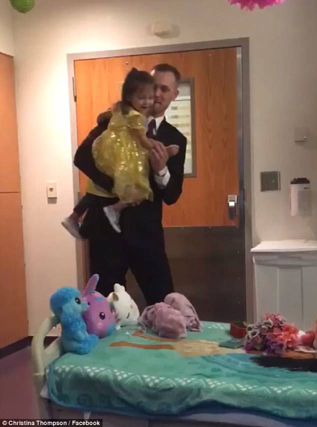 Phoenix's dad surprised her by wearing a suit and tie - and together they danced to Tim McGrawÃÂ¿s My Little Girl surrounded by her colorful stuffed animals.