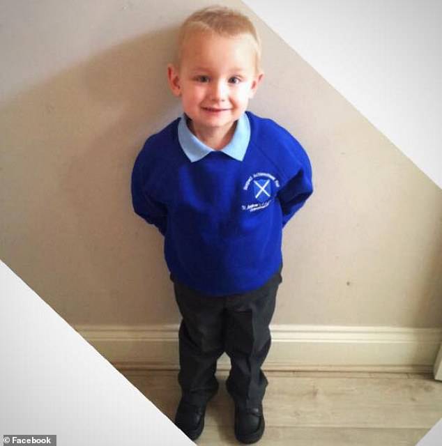 Charlie's parents posted this picture of him on his first day of school in September 2017 - saying his cancer would not stop him living his lifeÃÂ 