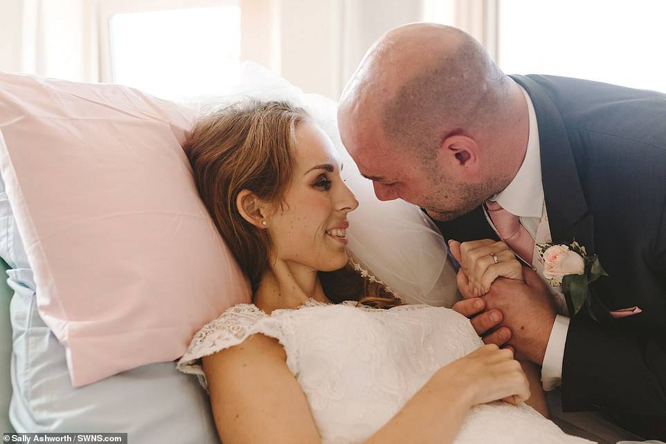 The couple, who had been planning to have a baby, were determined to enjoy their big day